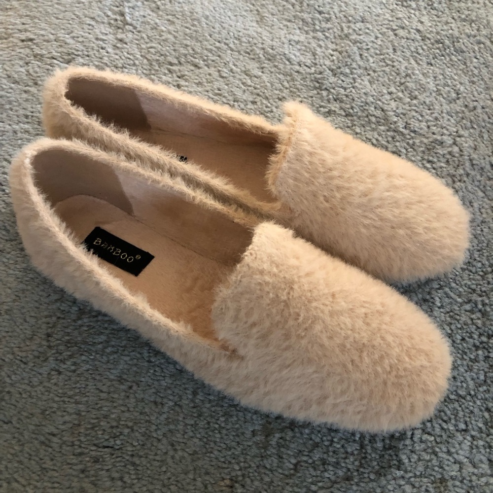 NIB BAMBOO faux fur ballet flats NWT